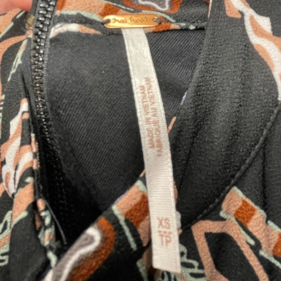 Free People Stella Mini Dress Size XS Long Sleeves Stripes Boho Zip Back Retro - Picture 4 of 8